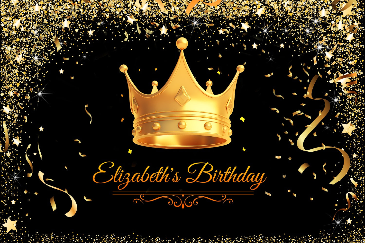 Custom Birthday Backdrop Sparkling Crown Celebration Backdrop LXX1-27