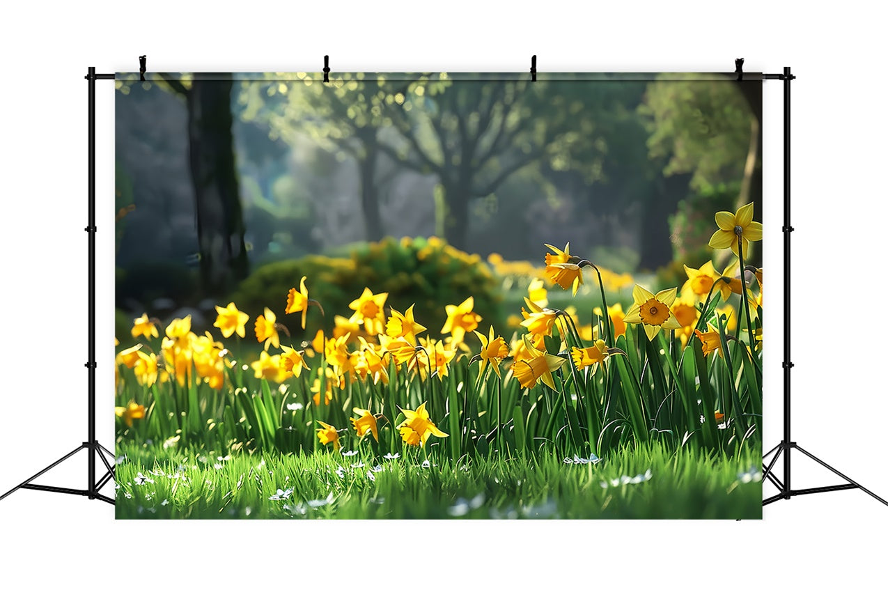 Backdrop Pet Sunny Garden Yellow Daffodils Backdrop LXX1-271