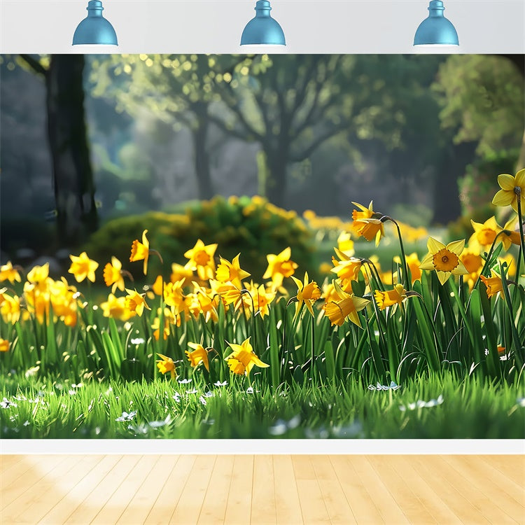 Backdrop Pet Sunny Garden Yellow Daffodils Backdrop LXX1-271