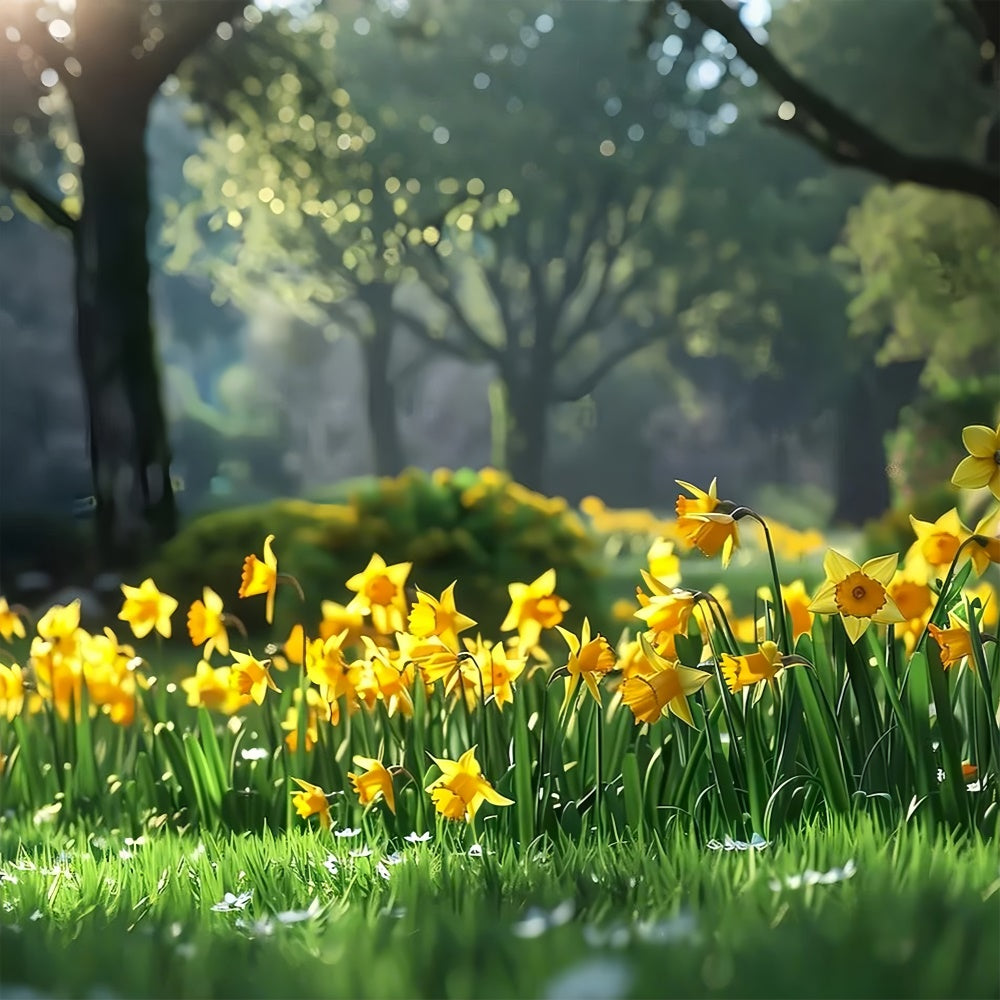 Backdrop Pet Sunny Garden Yellow Daffodils Backdrop LXX1-271