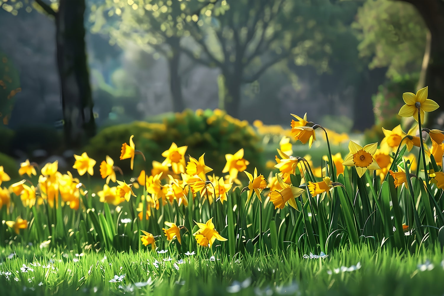 Backdrop Pet Sunny Garden Yellow Daffodils Backdrop LXX1-271