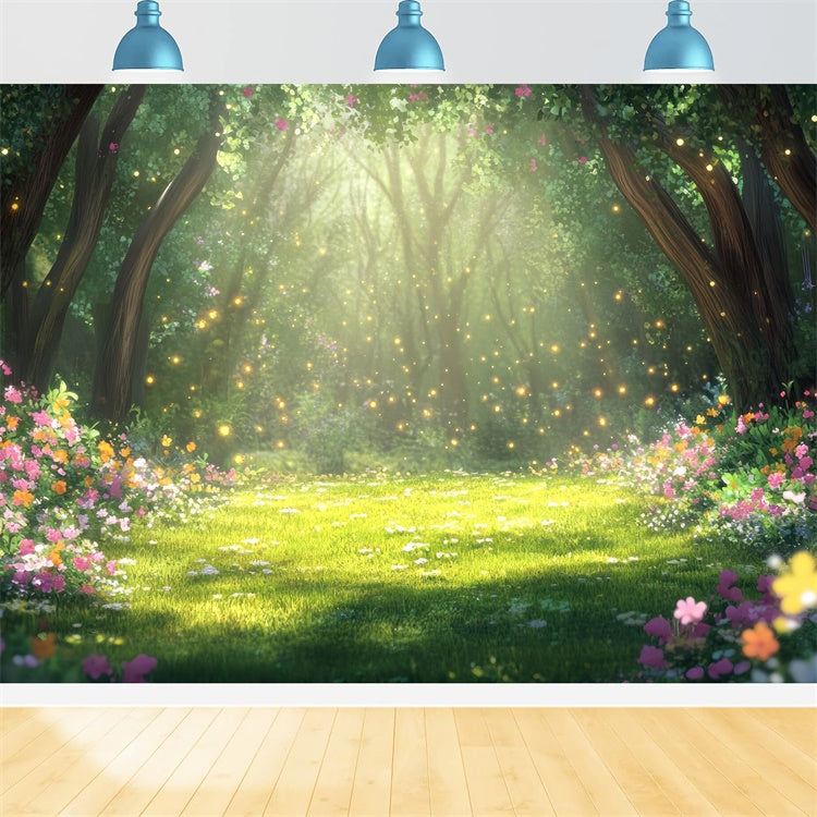 Pet Photography Backdrop Dreamy Forest Flowers Backdrop LXX1-272