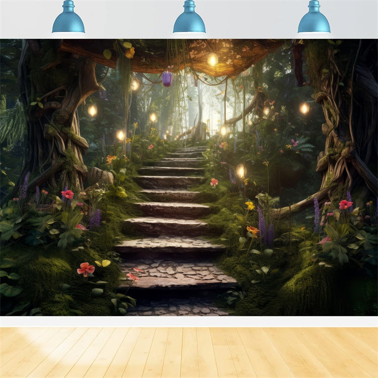 Backdrop Pet Enchanted Steps Fairy Forest Backdrop LXX1-273