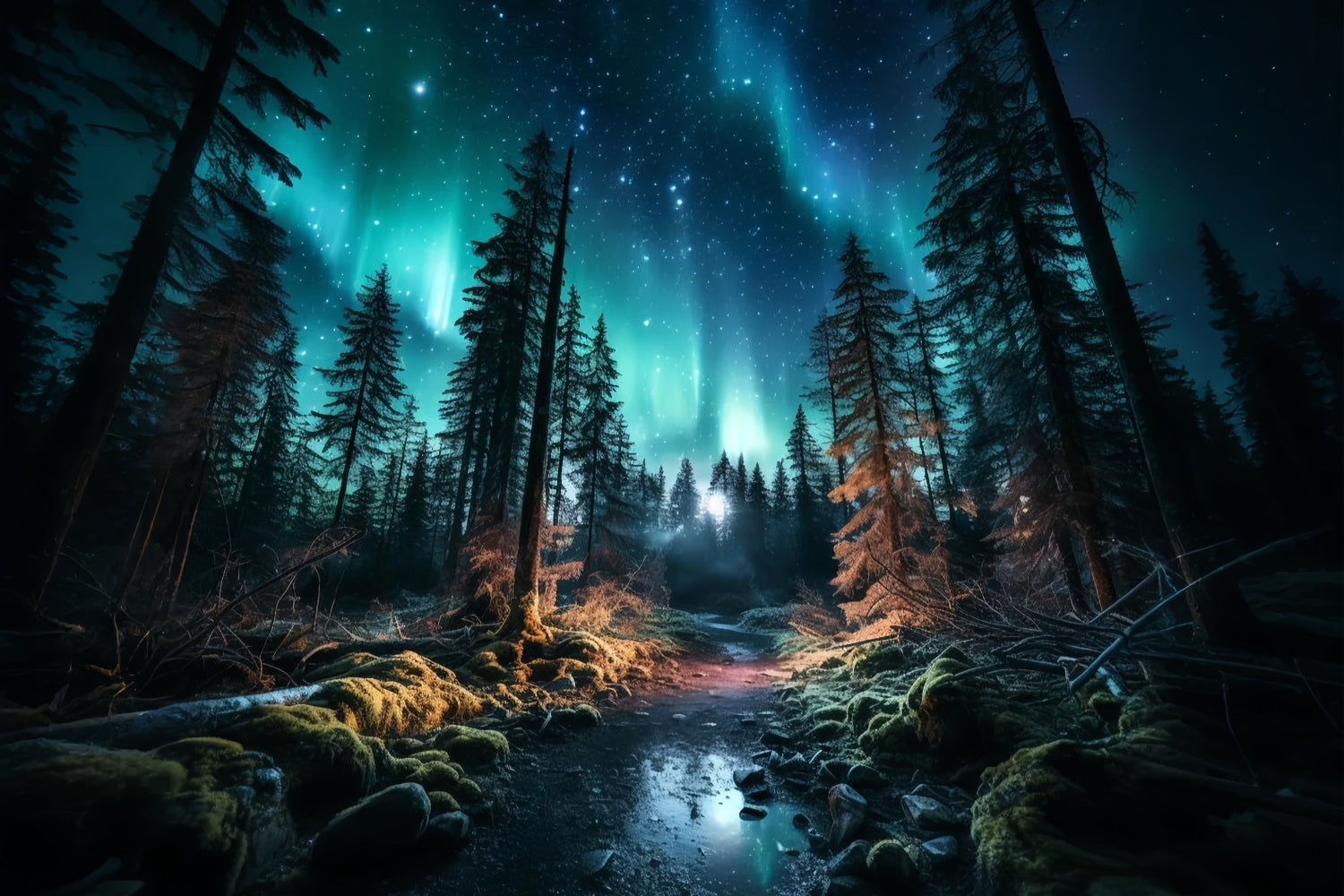 Pet Backdrops Mystical Forest Starry Sky Backdrop LXX1-274