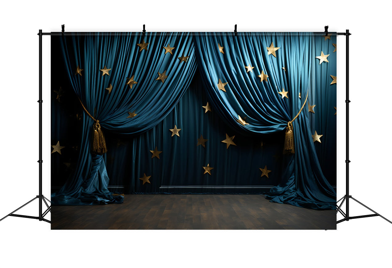 Pet Photo Backdrops Golden Star Blue Drapes Backdrop LXX1-277