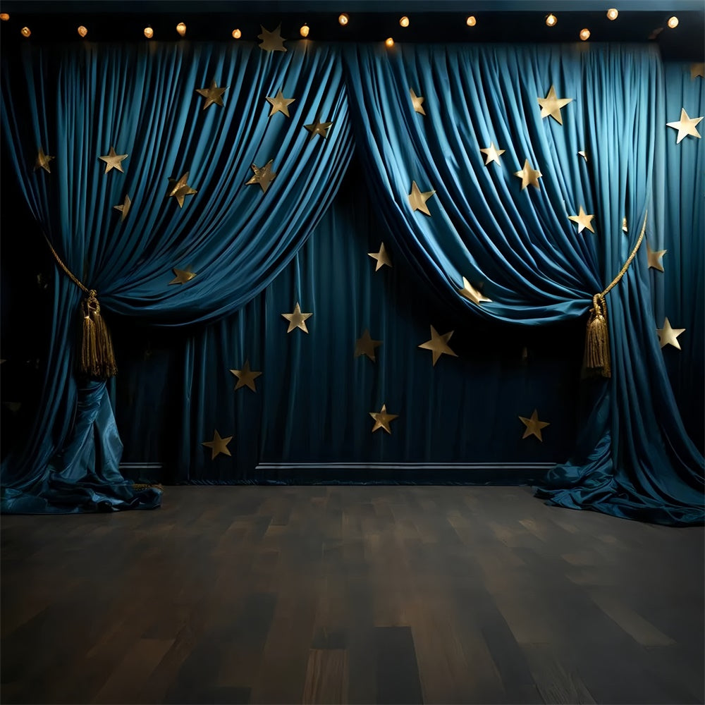 Pet Photo Backdrops Golden Star Blue Drapes Backdrop LXX1-277