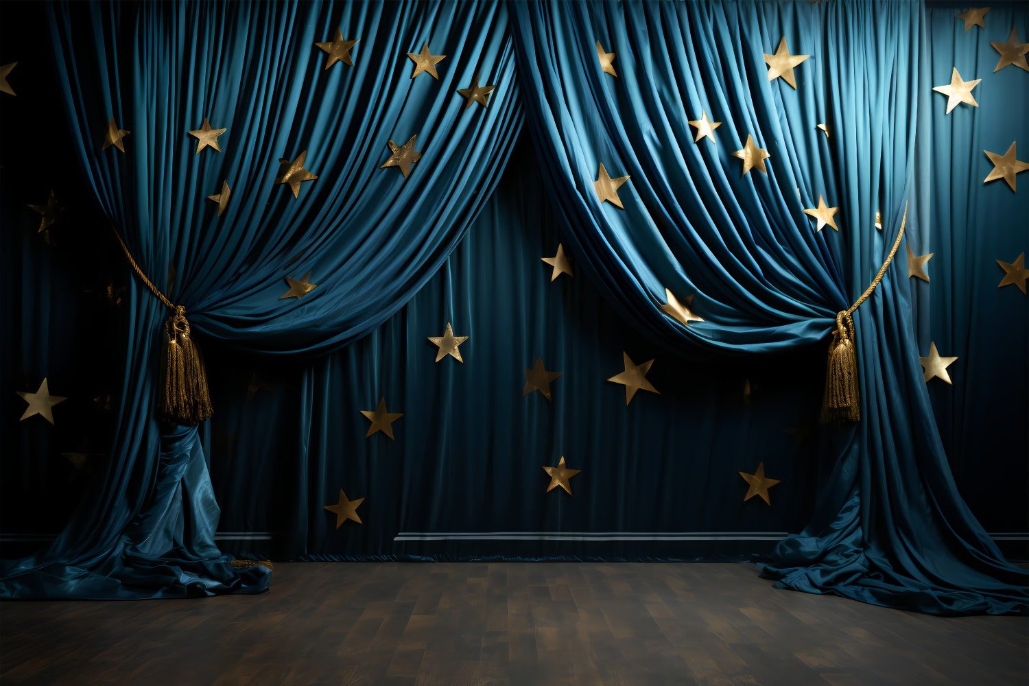 Pet Photo Backdrops Golden Star Blue Drapes Backdrop LXX1-277