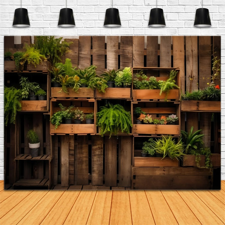 Pet Photography Backdrop Rustic Wooden Crate Plant Backdrop LXX1-285