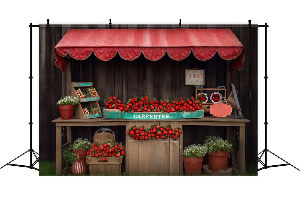 Pet Backdrops Rustic Strawberry Stand Market Backdrop LXX1-286