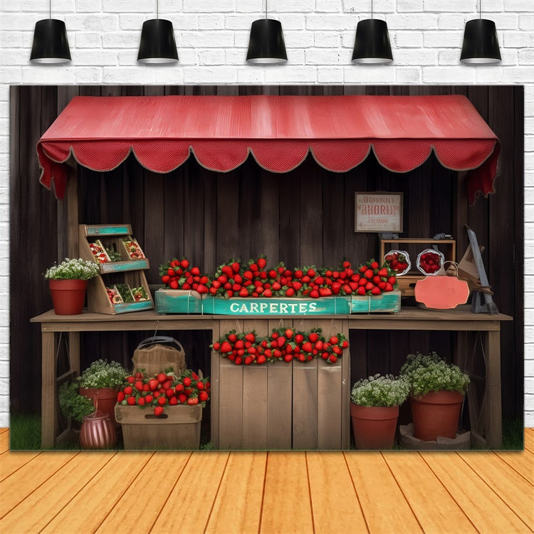 Pet Backdrops Rustic Strawberry Stand Market Backdrop LXX1-286