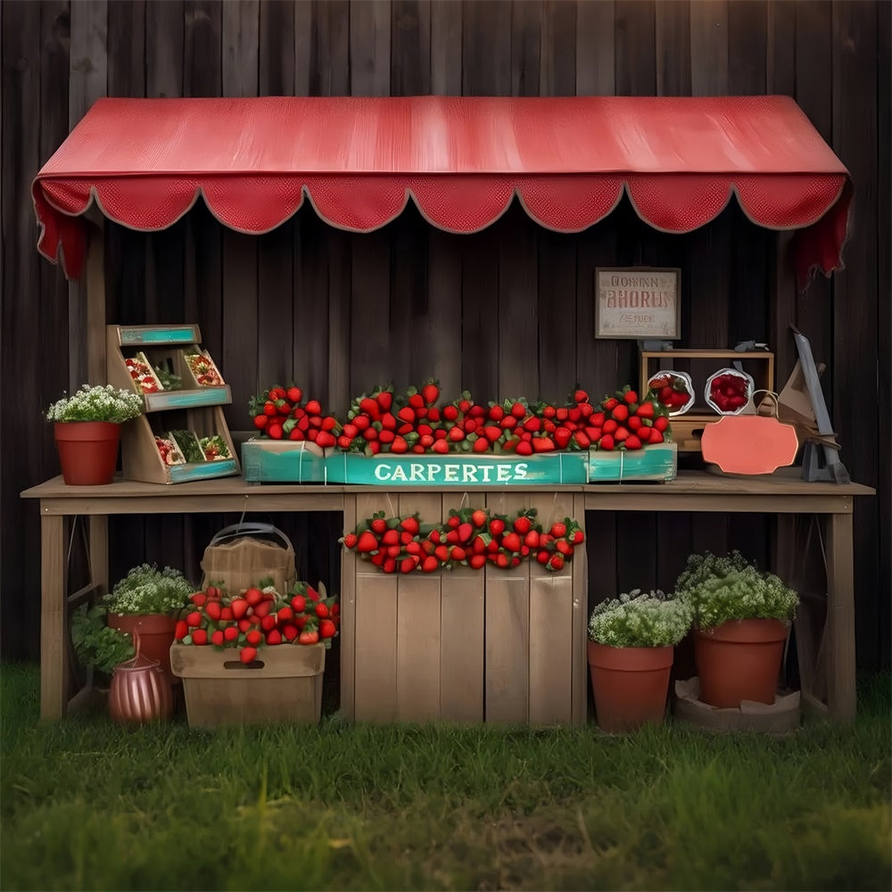 Pet Backdrops Rustic Strawberry Stand Market Backdrop LXX1-286