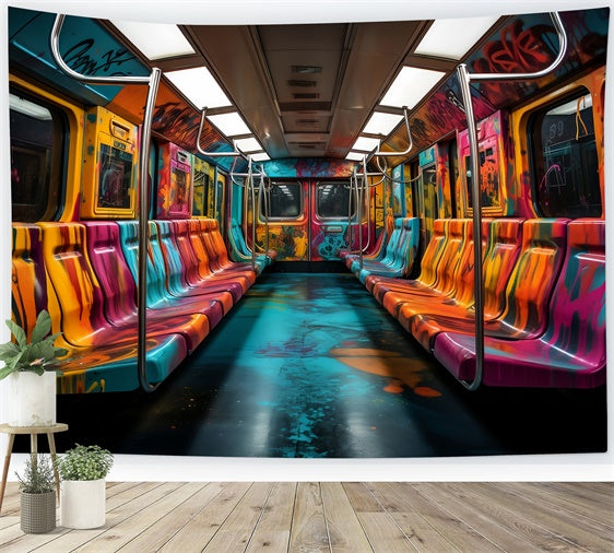 Backdrop Pet Colorful Subway Graffiti Art Backdrop LXX1-287