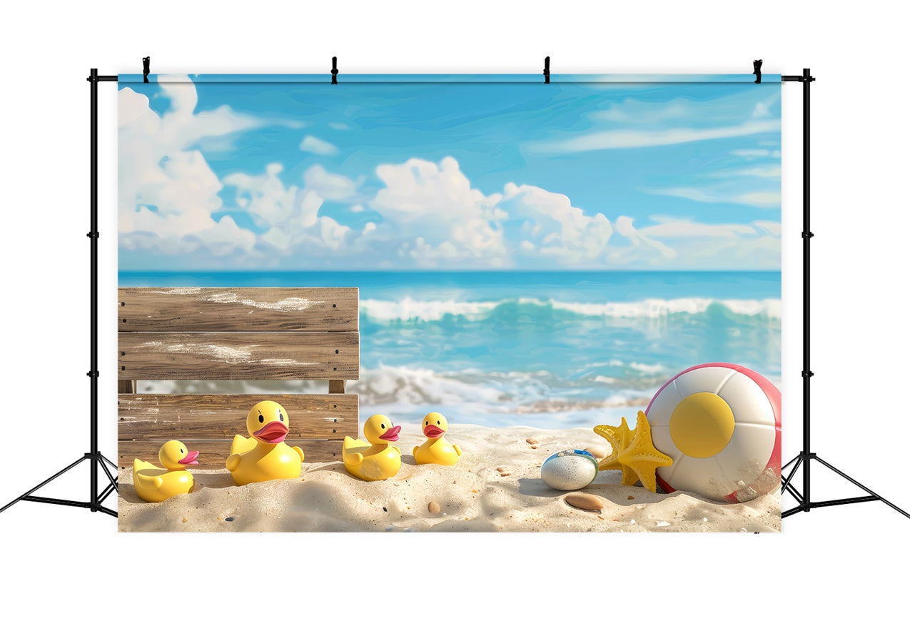 Pet Backdrops Summer Beach Duck Family Backdrop LXX1-294