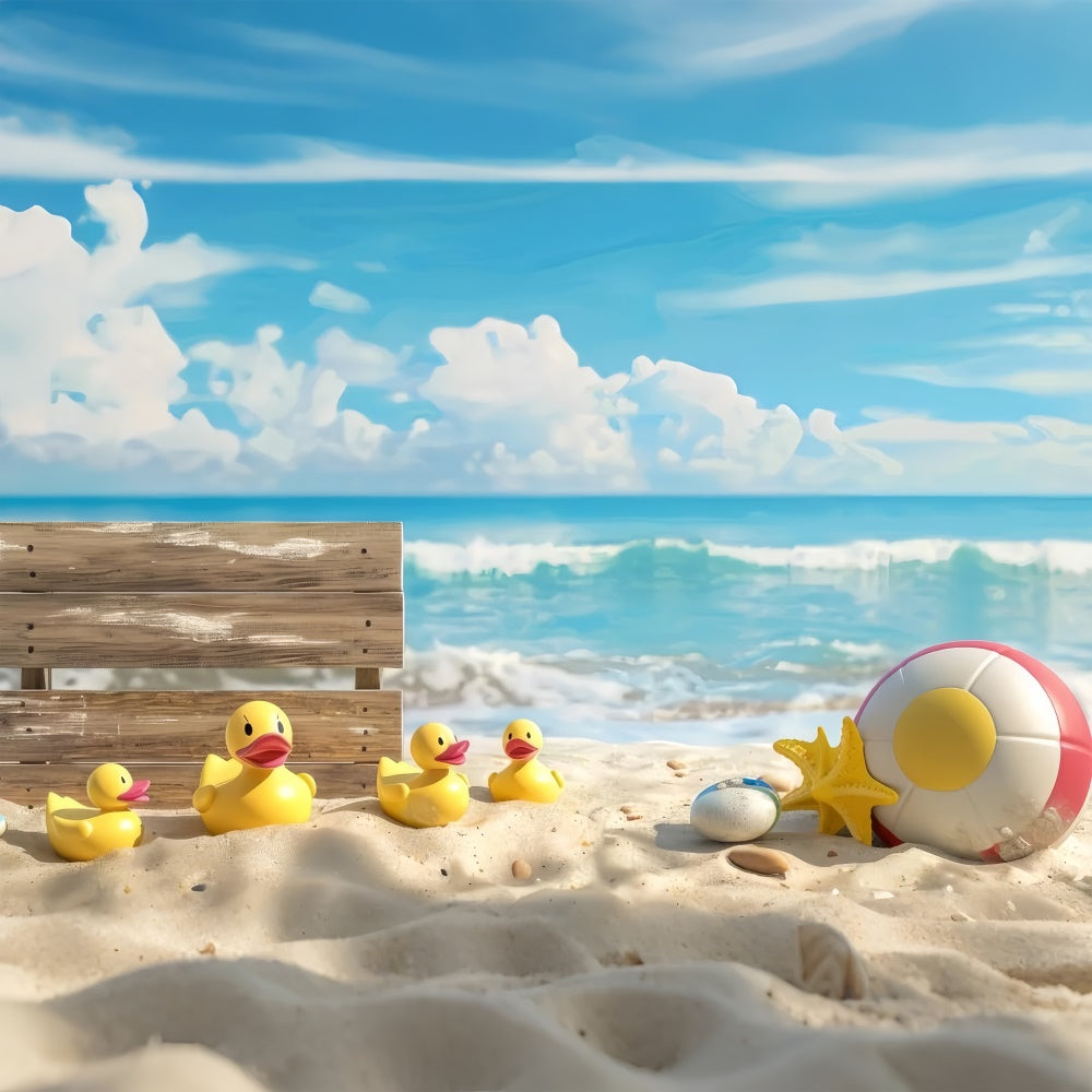 Pet Backdrops Summer Beach Duck Family Backdrop LXX1-294