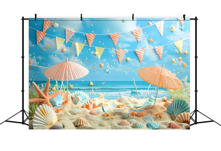 Pet Photo Backdrops Seashells Beach Party Scene Backdrop LXX1-295