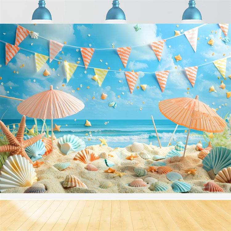 Pet Photo Backdrops Seashells Beach Party Scene Backdrop LXX1-295