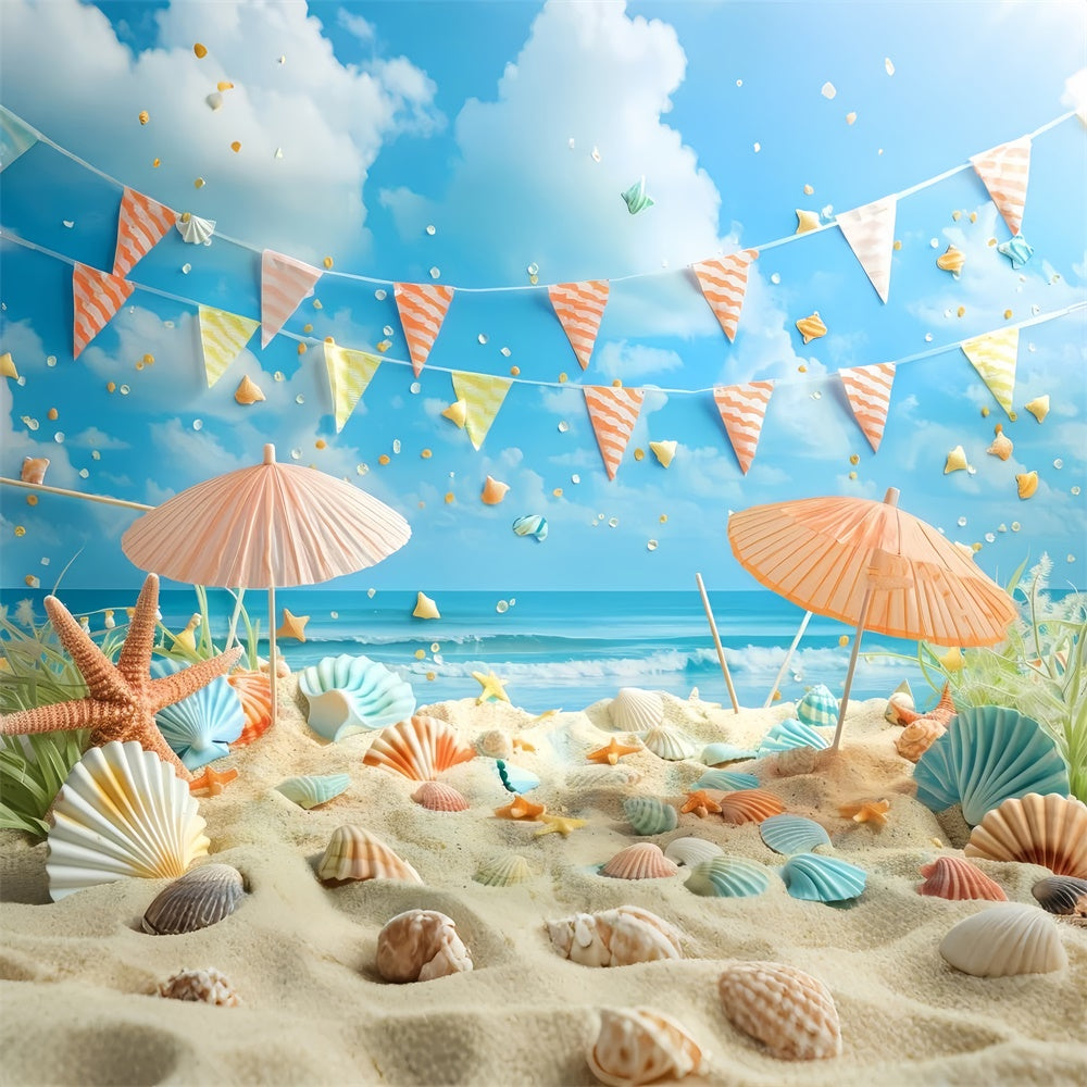 Pet Photo Backdrops Seashells Beach Party Scene Backdrop LXX1-295