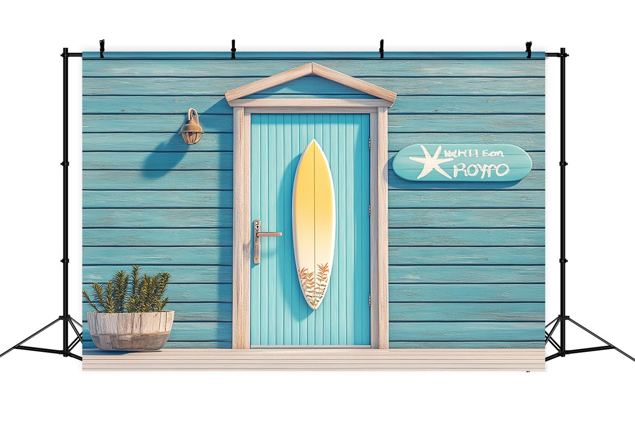 Pet Photography Backdrop Seaside Blue Door Surfboard Backdrop LXX1-296