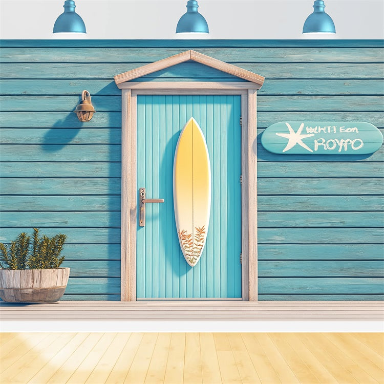 Pet Photography Backdrop Seaside Blue Door Surfboard Backdrop LXX1-296