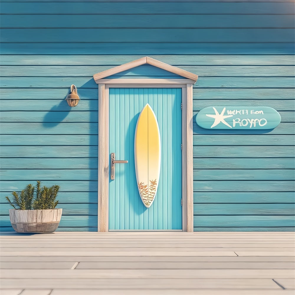 Pet Photography Backdrop Seaside Blue Door Surfboard Backdrop LXX1-296