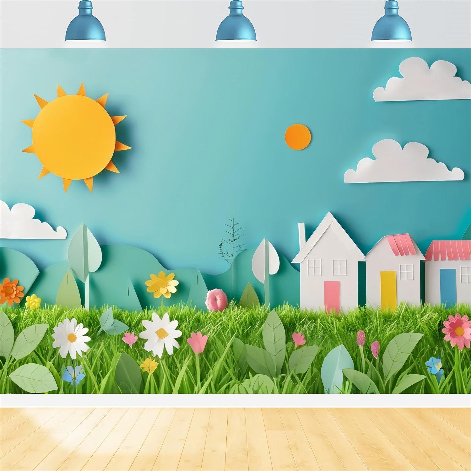 Pet Backdrop Floral Paper Cutout Landscape Backdrop LXX1-297