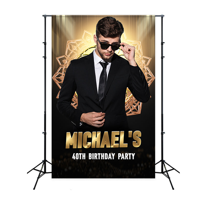 Customized Birthday Backdrop Golden Glam 40th Backdrop LXX1-30