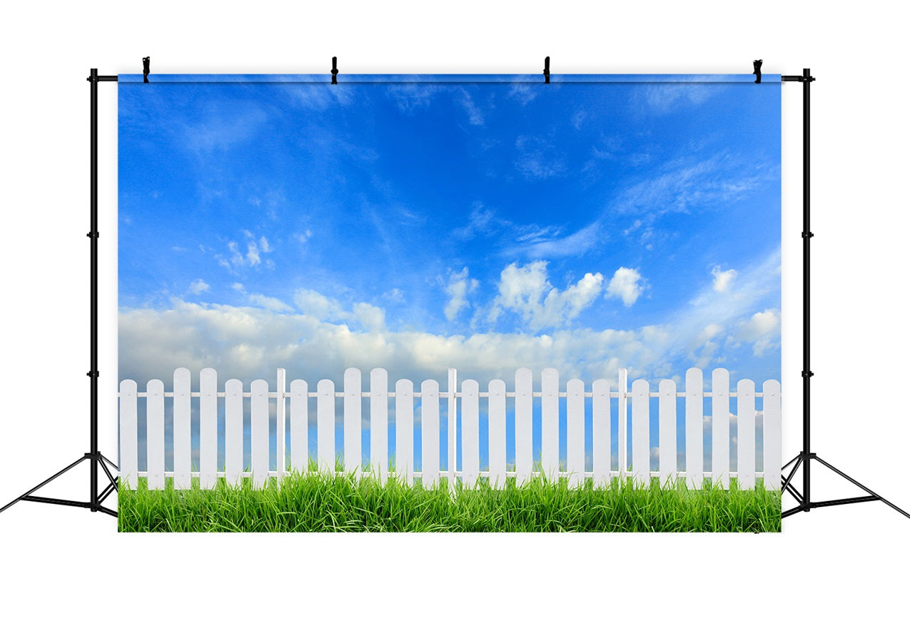 Sky Backdrop Photography Sunny Day White Fence Backdrop LXX1-303