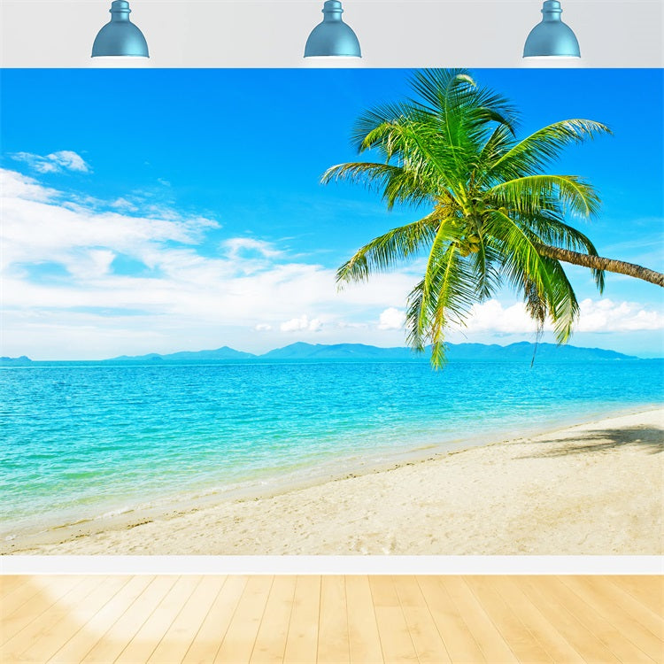 Ocean Sky Backdrop Sunny Beach Coconut Tree Backdrop LXX1-304