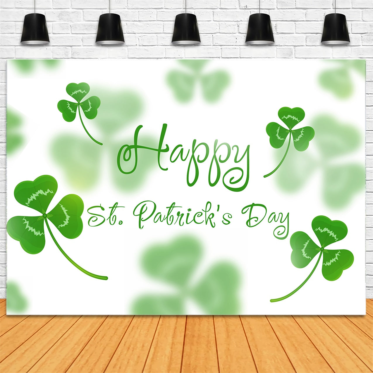 St Patrick's Day Backdrop Shamrock Minimalist White Backdrop LXX1-31