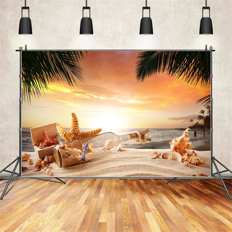 Photography Sky Backdrop Romantic Sunset Seashells Backdrop LXX1-310