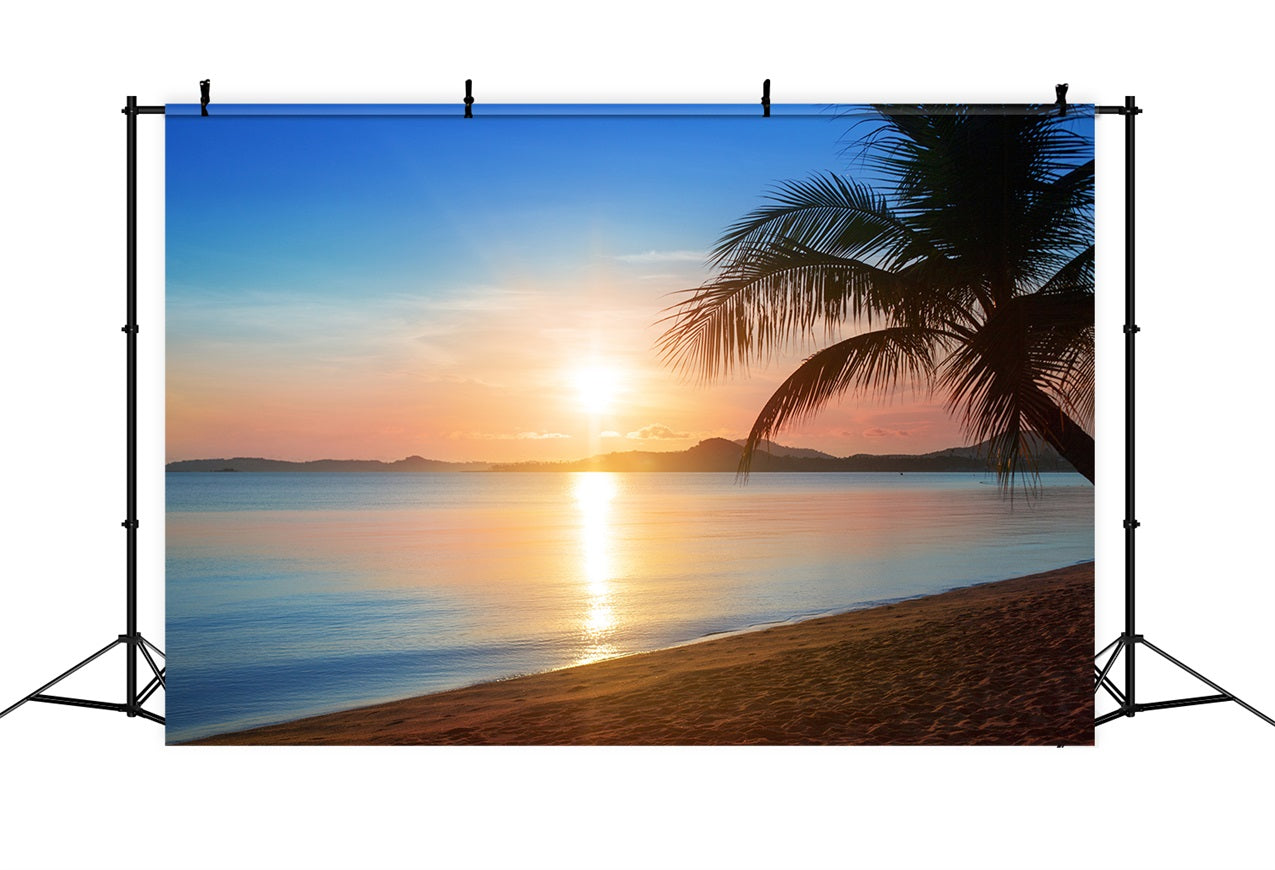 Blue Sky Photo Backdrop Golden Beach Sunset Backdrop LXX1-311