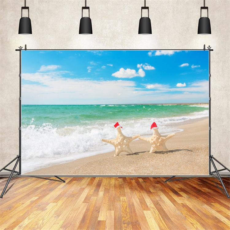 Sky With Clouds Backdrop Festive Beach Starfish Backdrop LXX1-314