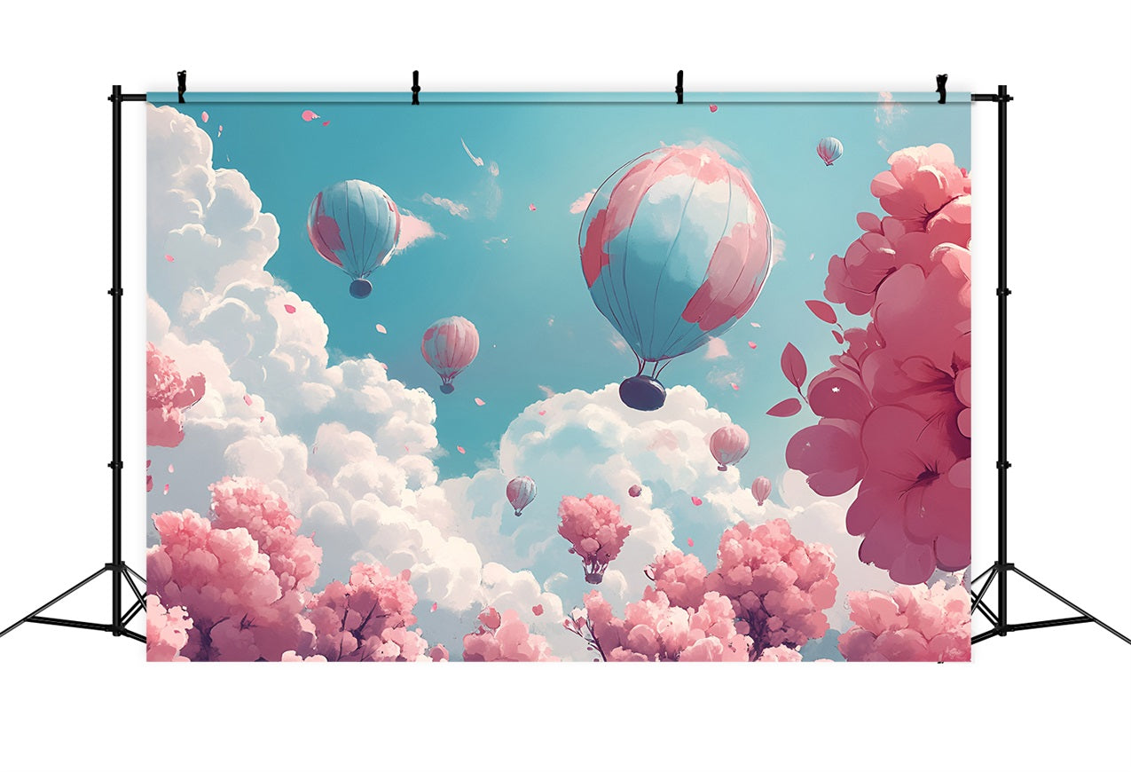 Clouds Backdrop Cherry Blossom Sky Balloon Backdrop LXX1-332