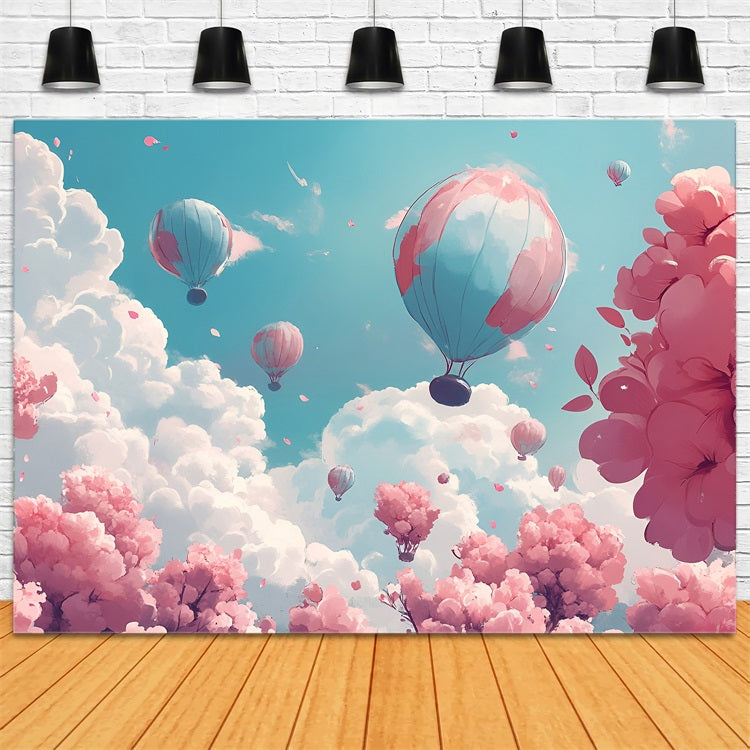 Clouds Backdrop Cherry Blossom Sky Balloon Backdrop LXX1-332