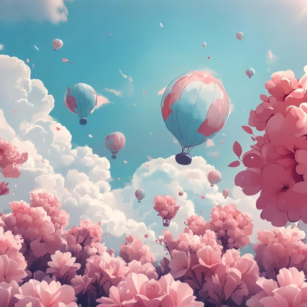 Clouds Backdrop Cherry Blossom Sky Balloon Backdrop LXX1-332