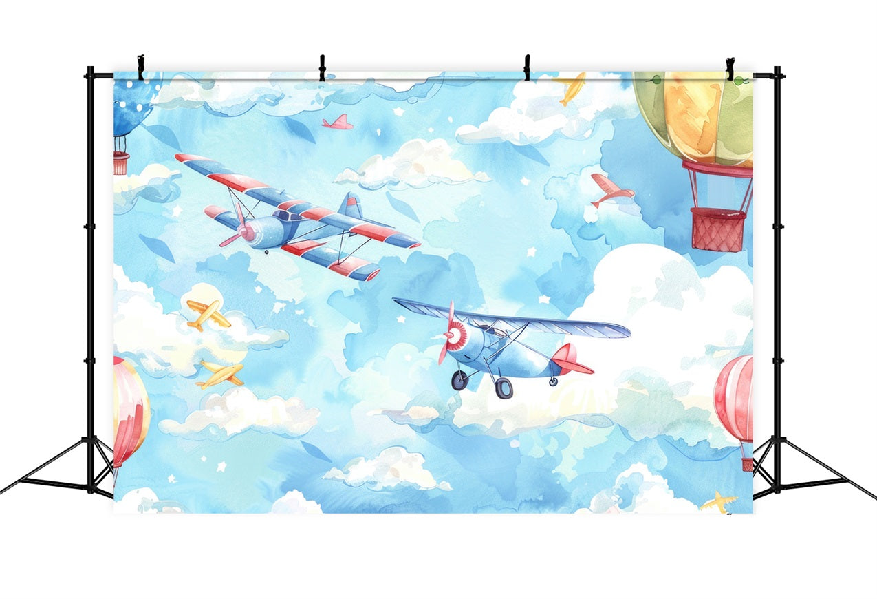 Cloud Backdrops Sky Balloons Planes Backdrop LXX1-335