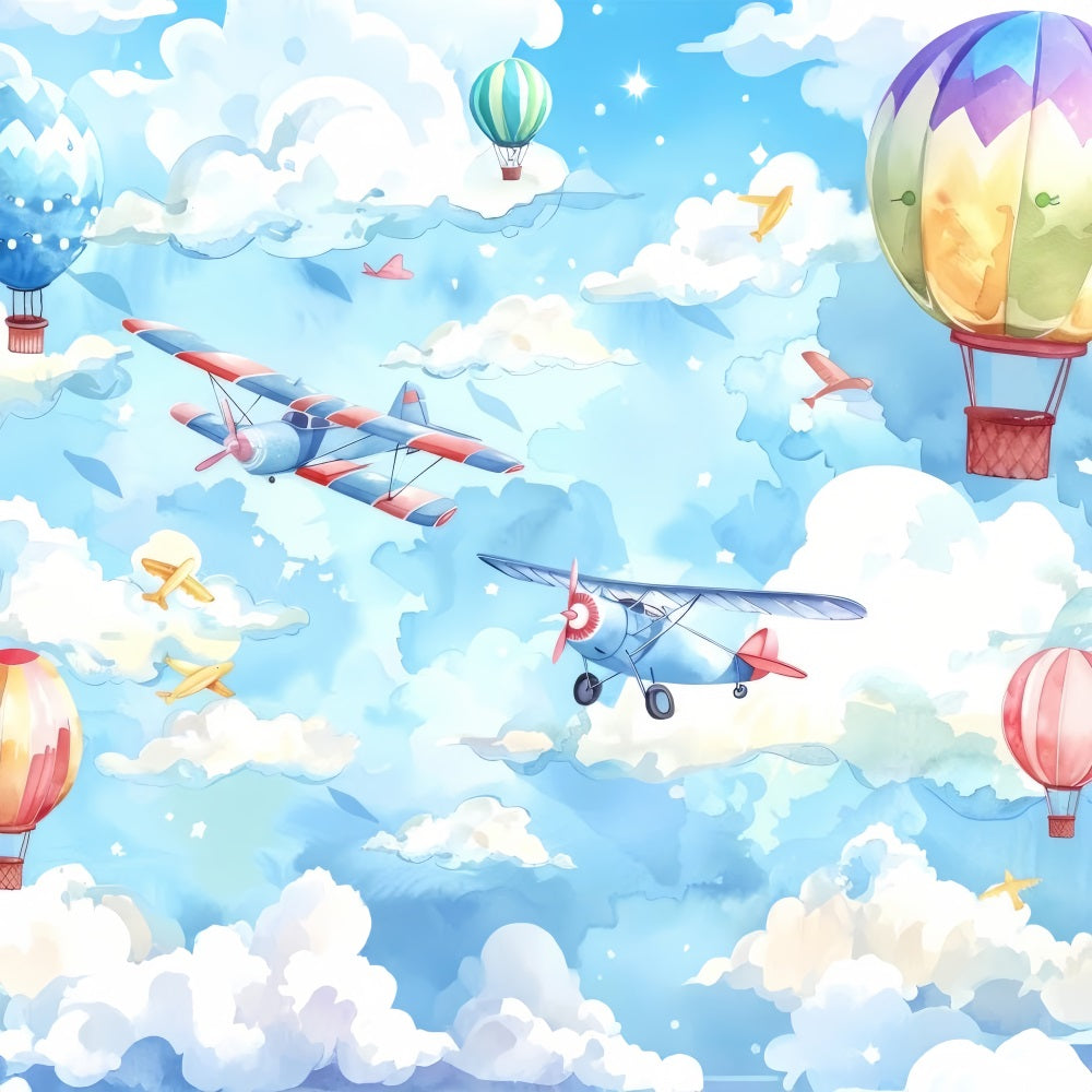 Cloud Backdrops Sky Balloons Planes Backdrop LXX1-335