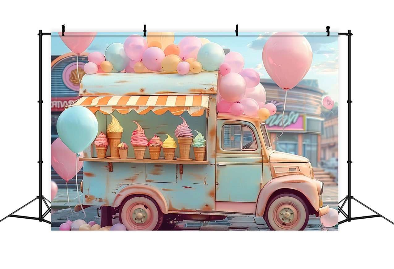 Cloud Balloon Backdrop Ice Cream Truck Backdrop LXX1-339