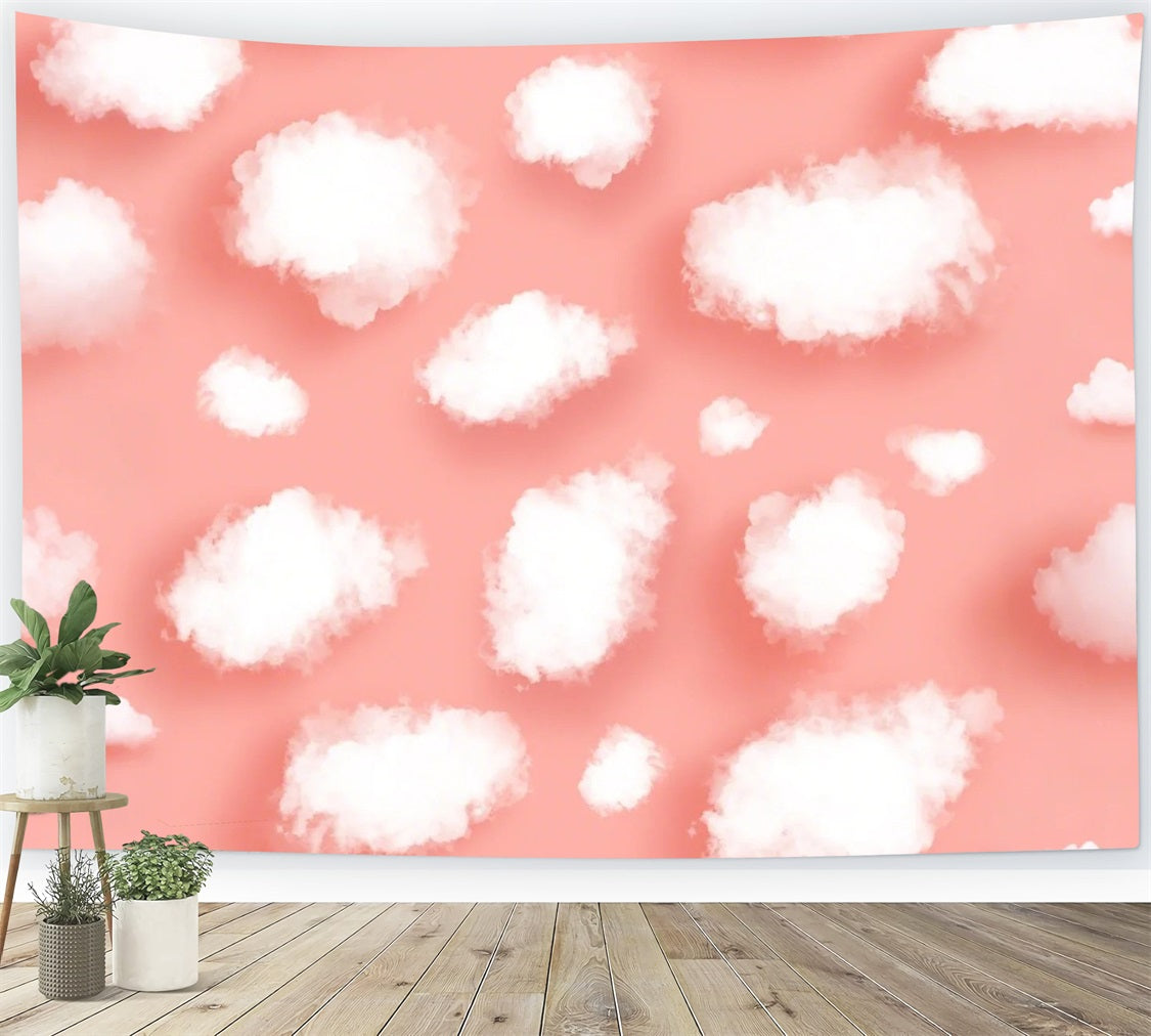 Pink Sky Backdrop White Cloud Fluffy Backdrop LXX1-347