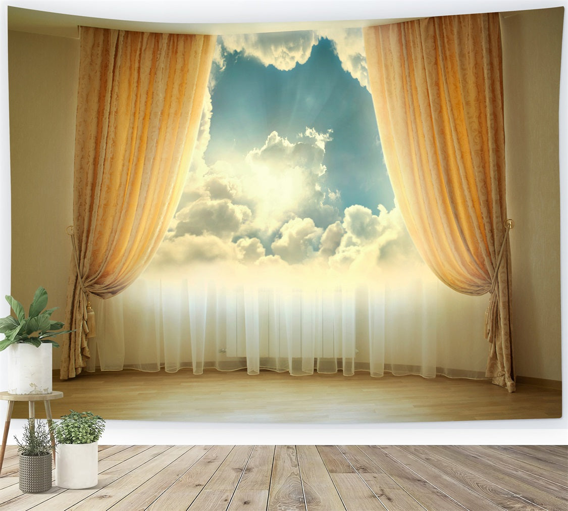 Sky Backdrop Clouds View Luxury Curtains Backdrop LXX1-348