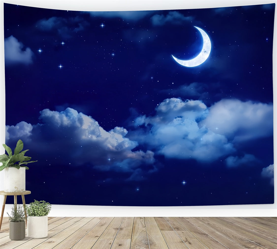 Night Sky Photo Backdrop Bright Moon Backdrop LXX1-355