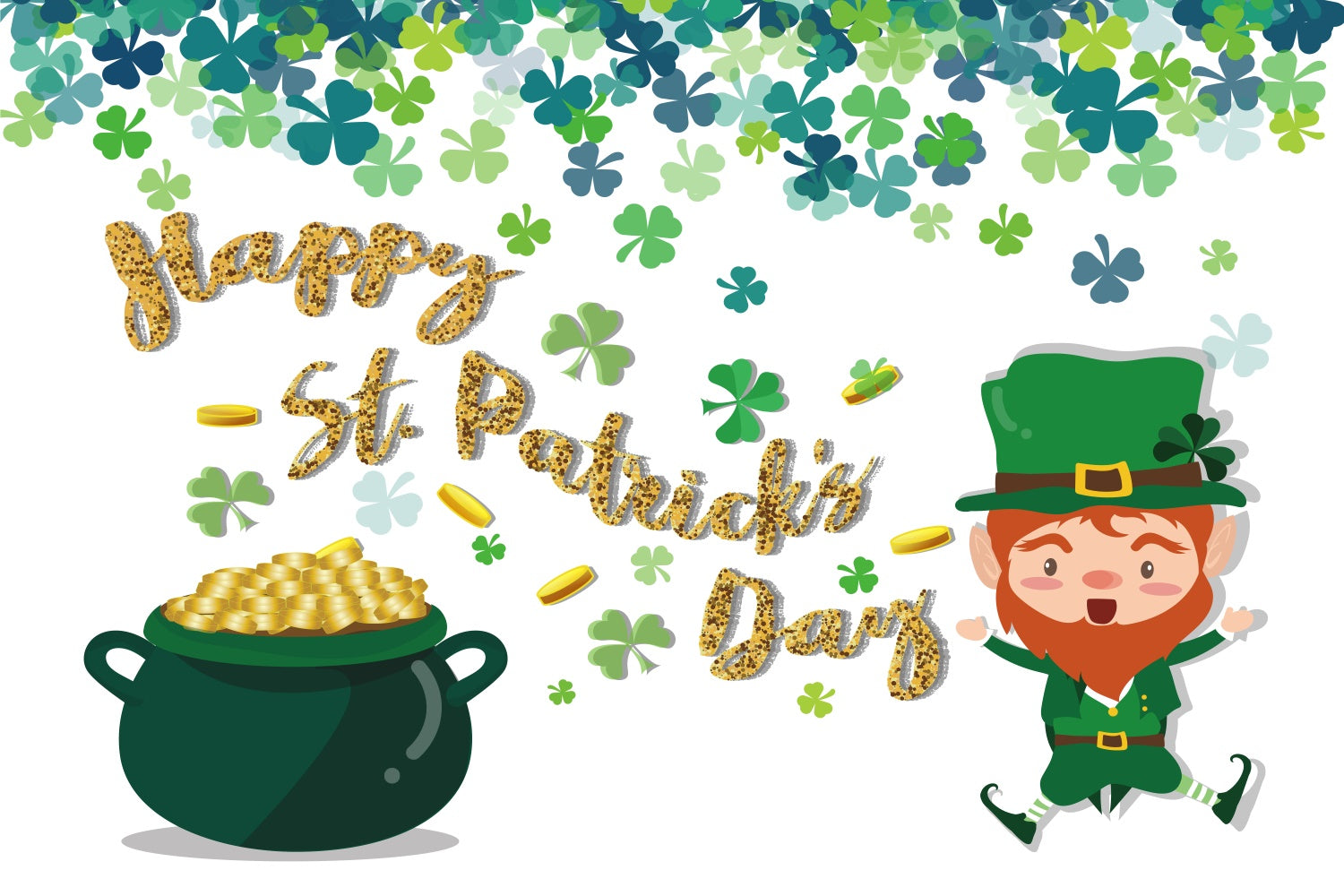 St Patrick's Backdrop Gold Coins Shamrock Celebration Backdrop LXX1-39