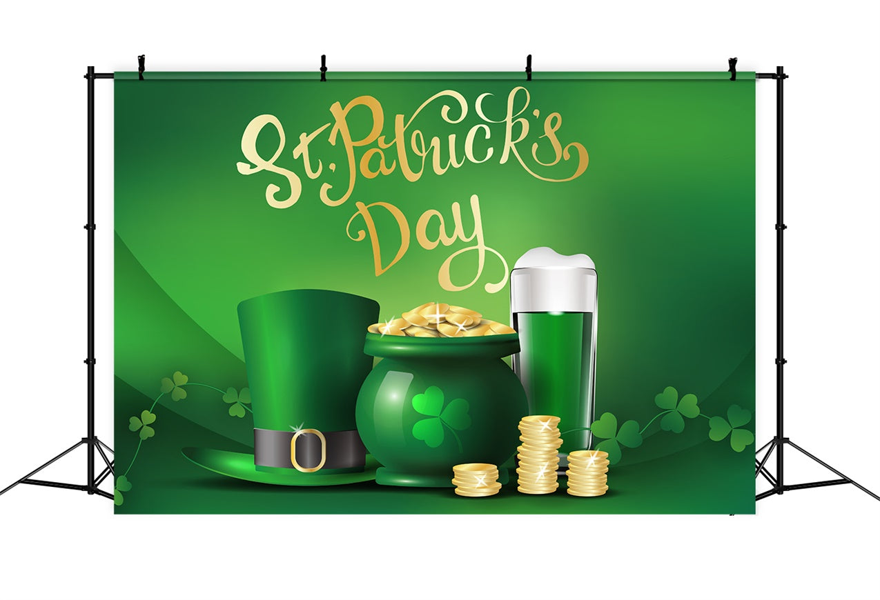 St Patricks Day Photo Backdrop Hat Beer Gold Coins Backdrop LXX1-40