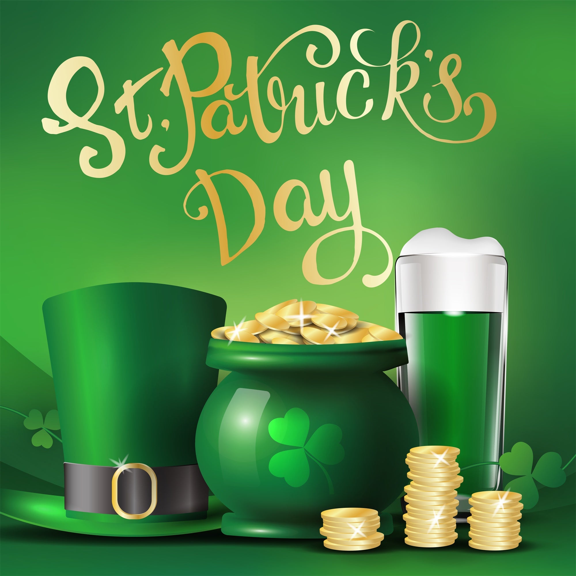 St Patricks Day Photo Backdrop Hat Beer Gold Coins Backdrop LXX1-40