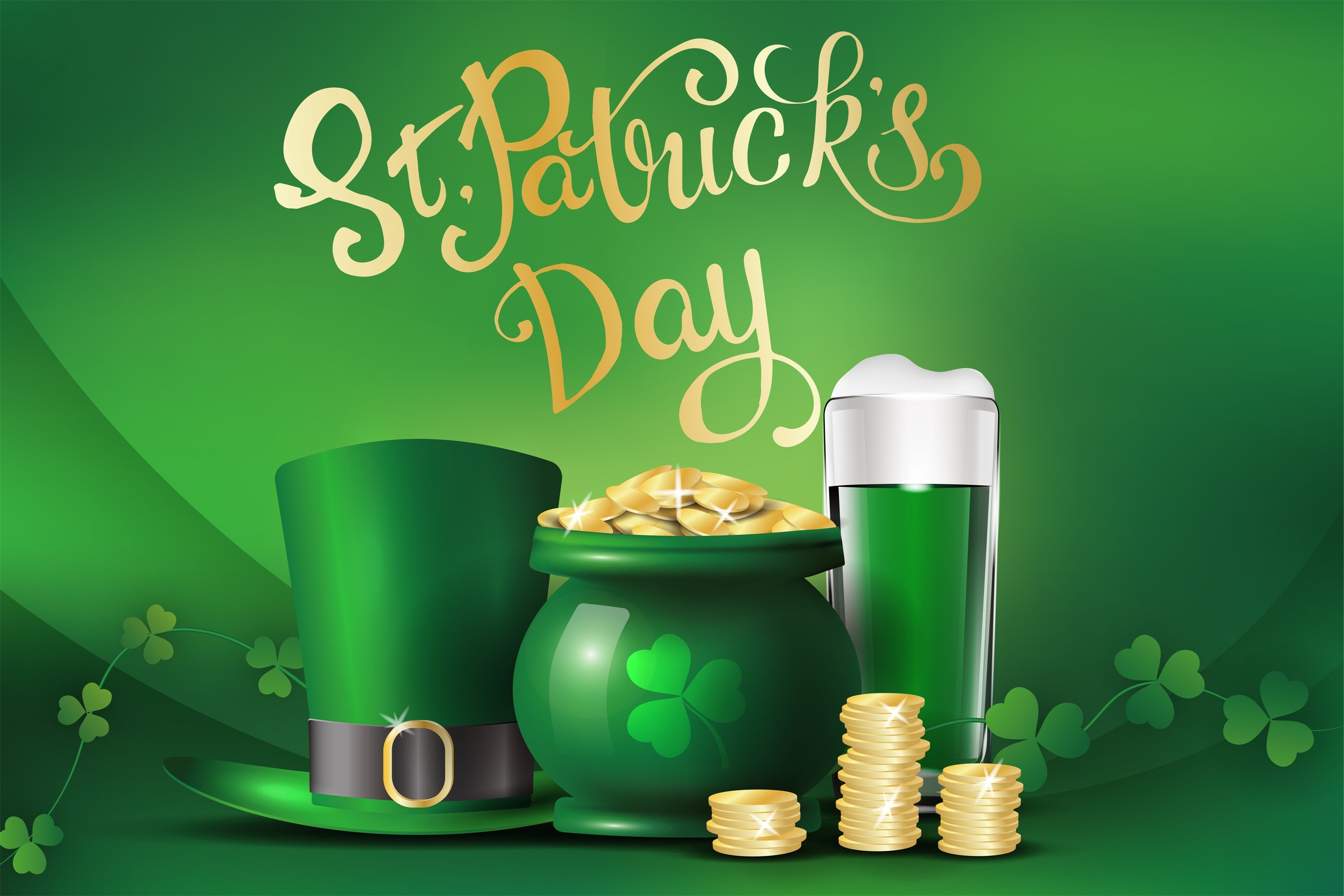 St Patricks Day Photo Backdrop Hat Beer Gold Coins Backdrop LXX1-40