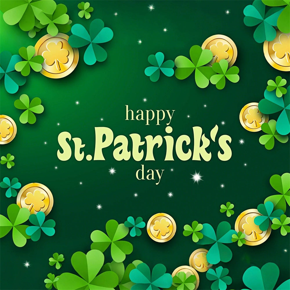 St Patrick's Backdrop Sparkling Coins Shamrock Green Backdrop LXX1-41