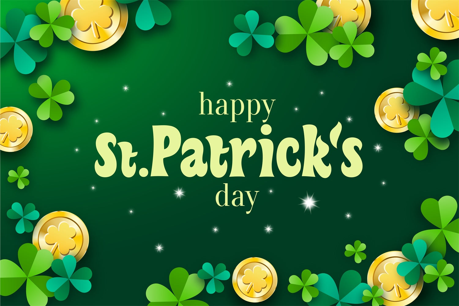 St Patrick's Backdrop Sparkling Coins Shamrock Green Backdrop LXX1-41