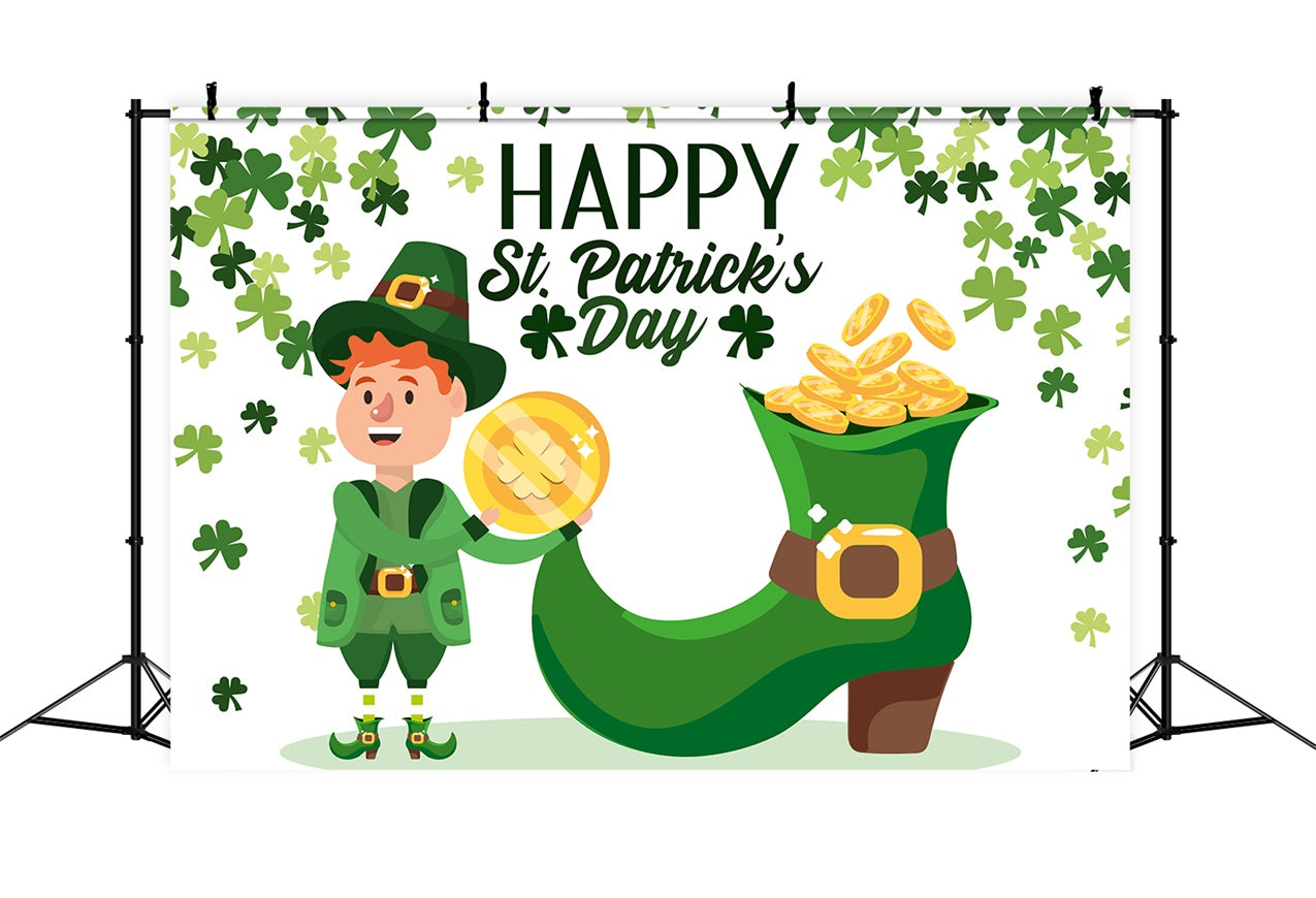 St Patrick's Day Backdrops Shamrock Lucky Boot Backdrop LXX1-43