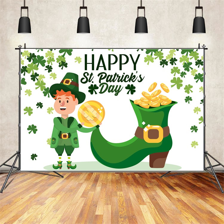 St Patrick's Day Backdrops Shamrock Lucky Boot Backdrop LXX1-43