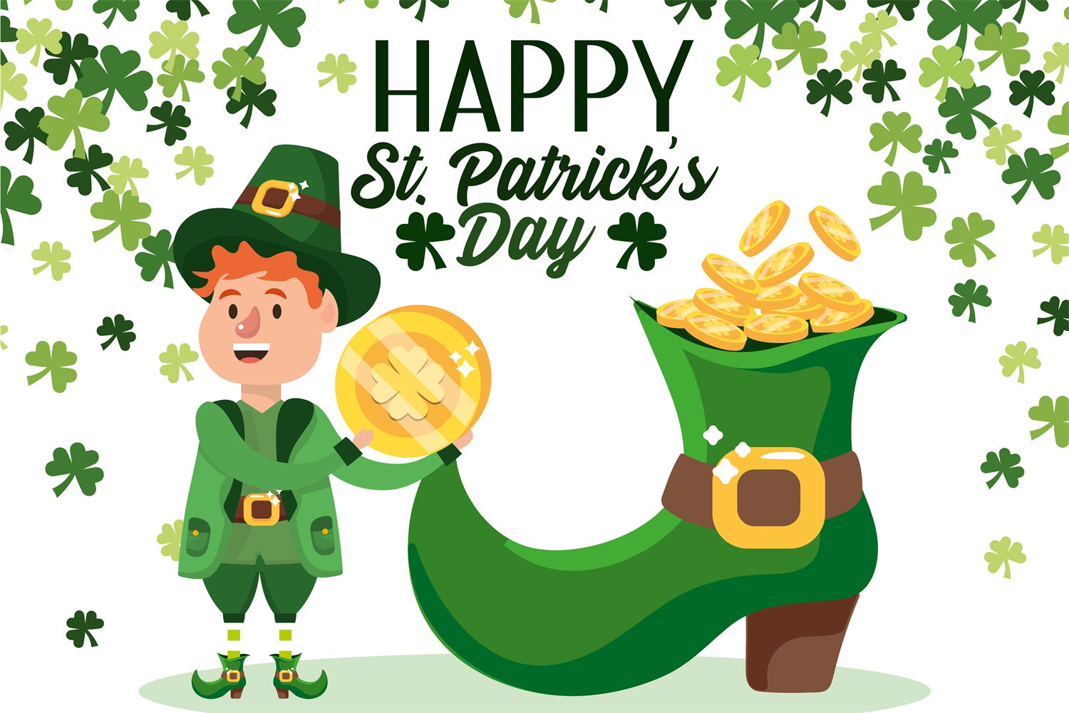 St Patrick's Day Backdrops Shamrock Lucky Boot Backdrop LXX1-43